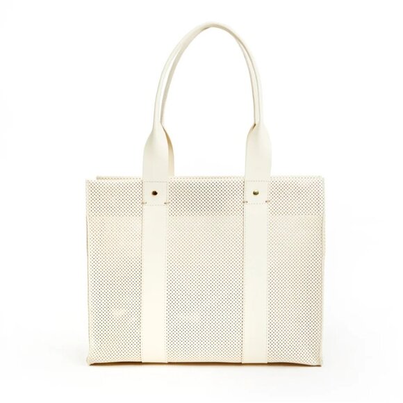 Clare V Handbags - Clare V Noemie Tote Cream Perforated Leather Shoulder Bag